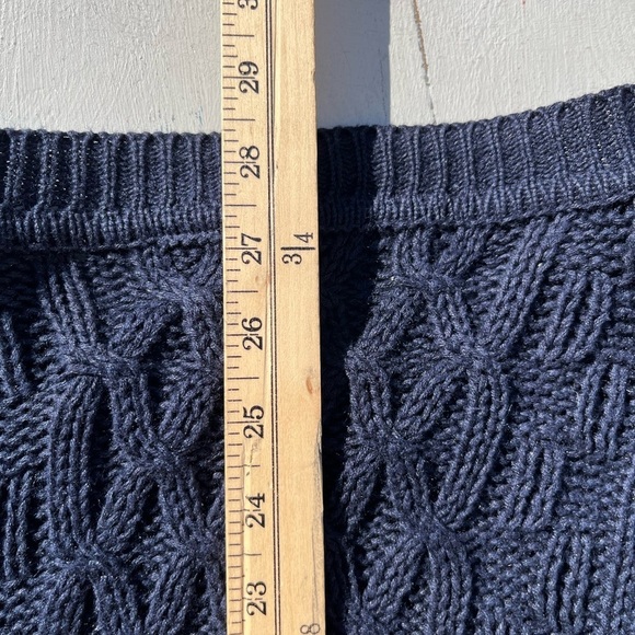 Men's Vintage Structure Sweater Navy Blue Cable Knit XL Defunct 90s Y2K Preppy - Picture 14 of 14